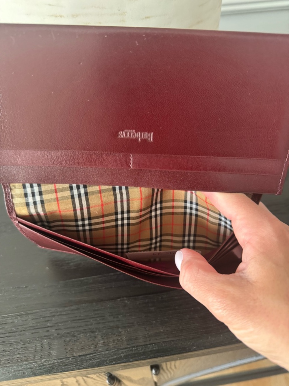 Burberry Maroon Leather Slim Wallet - Picture 10 of 11
